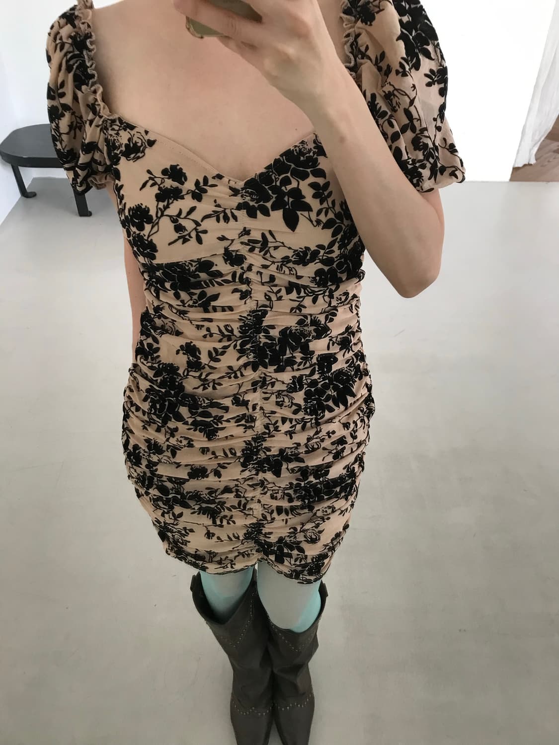 vintage pattern shirring one-piece 상품이미지3