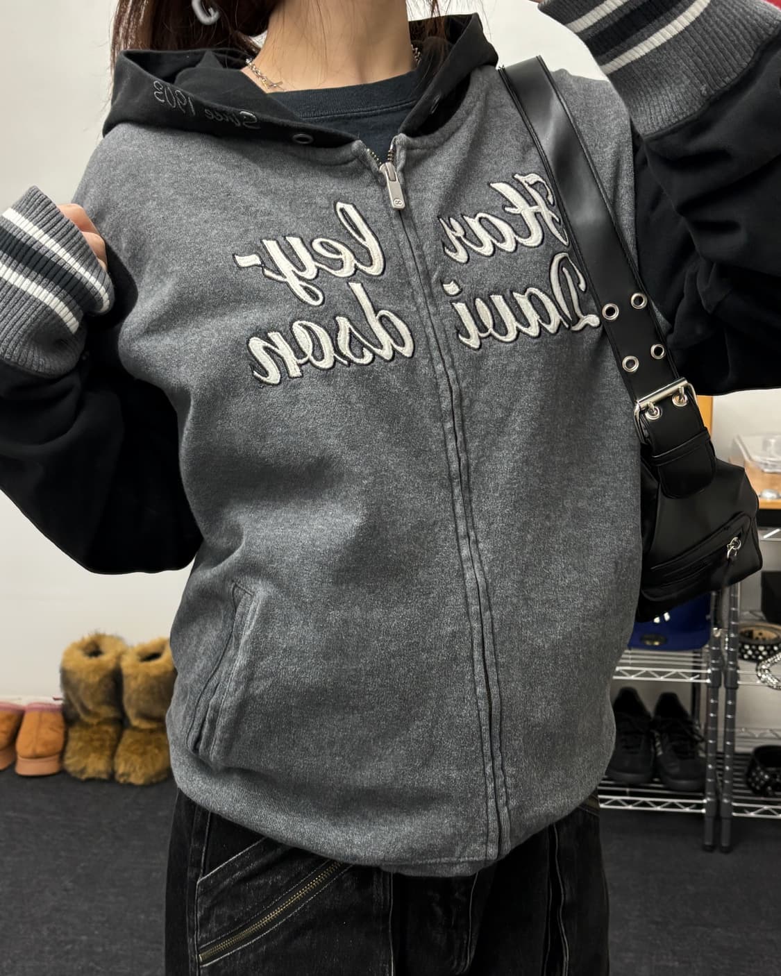 할리데이비슨 빅로고 컬러블럭 후드집업 상품이미지1