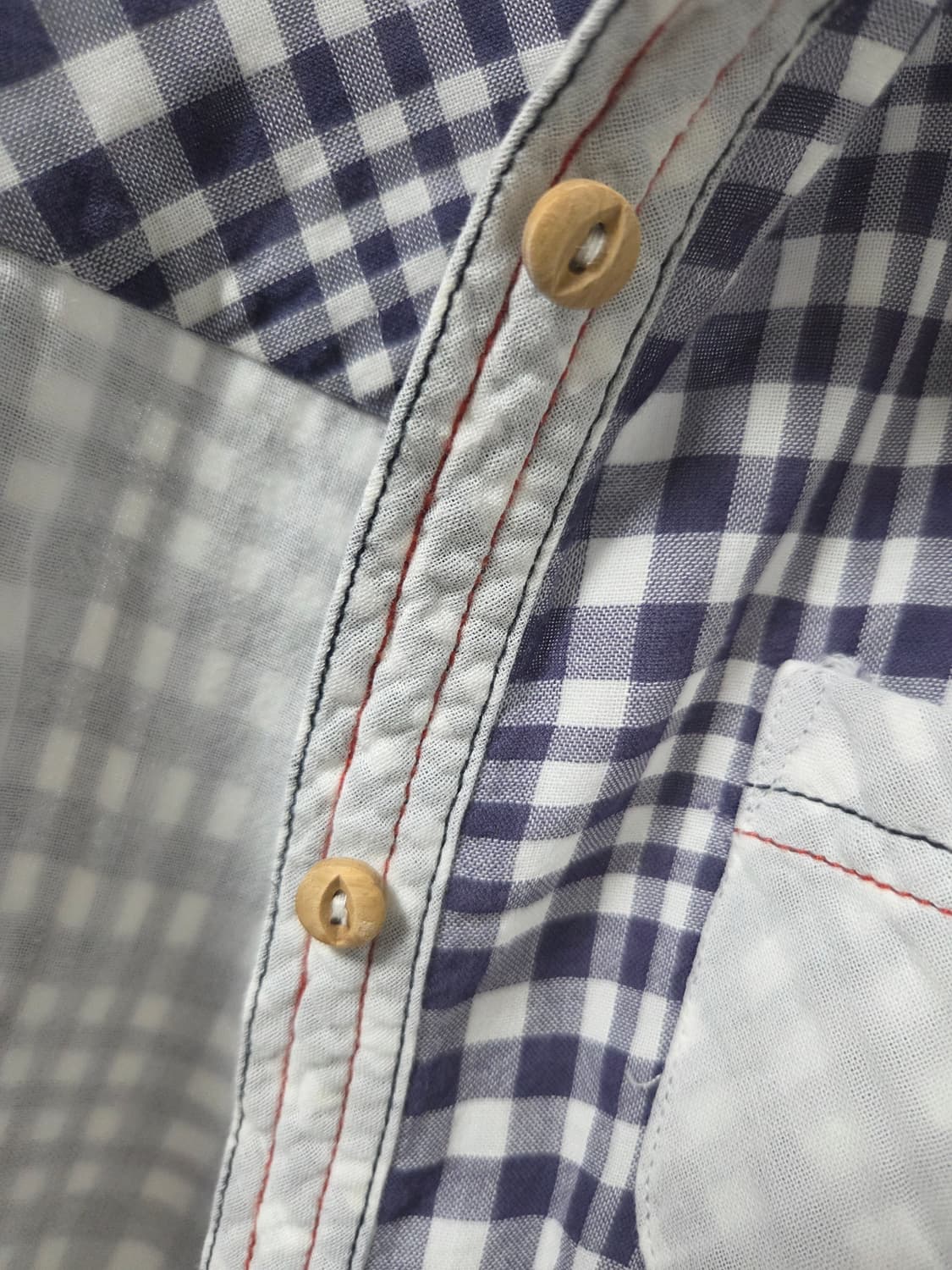 거즈 코튼 고양이 자수 깅엄체크 셔츠 상품이미지7