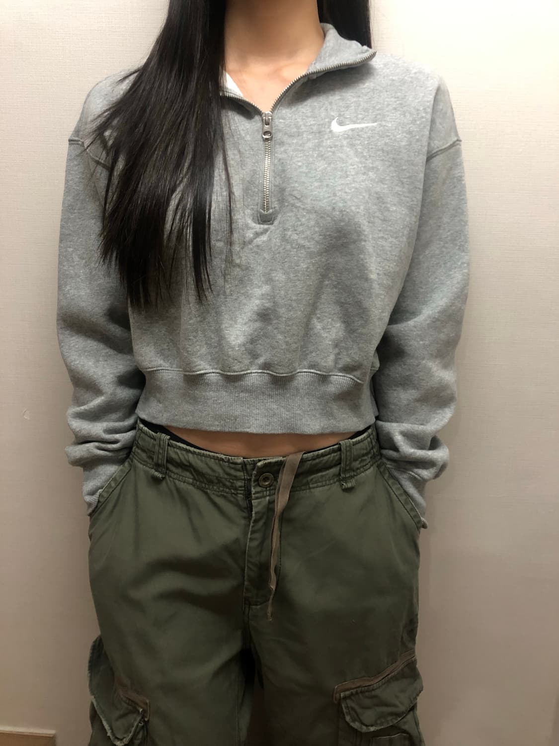 빈티지 나이키 그레이 크롭 집업 상품이미지1