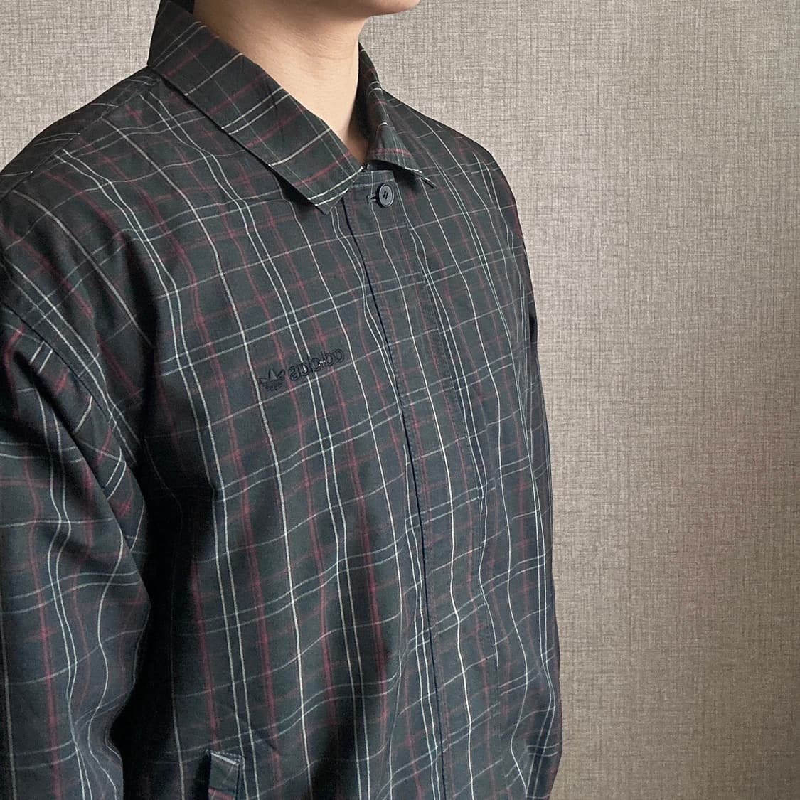 아디다스 90s 체크 패턴 블루종 자켓 상품이미지2