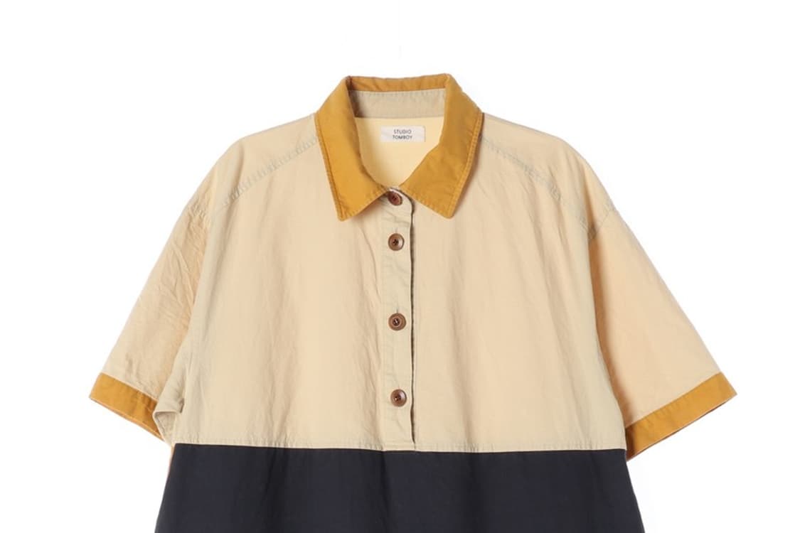 스튜디오 톰보이 코튼 컬러 배색 반팔 원피스 F 상품이미지3