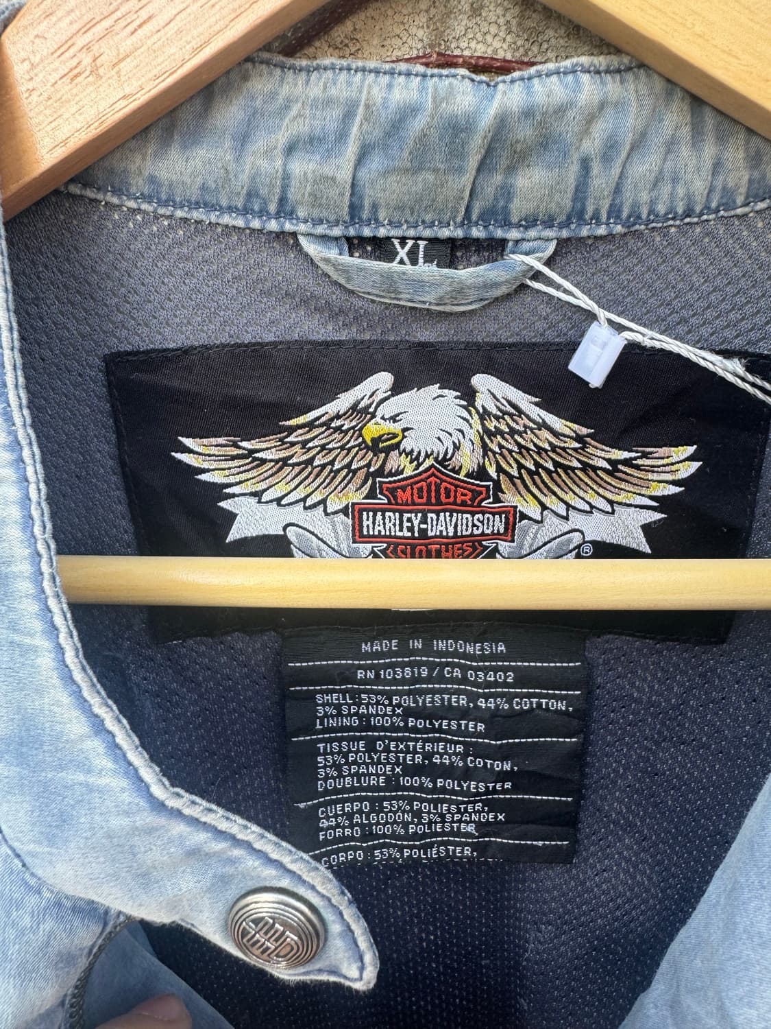 할리데이비슨 빈티지 폴리 코튼 워싱 데님 자수 라이더 자켓 상품이미지6