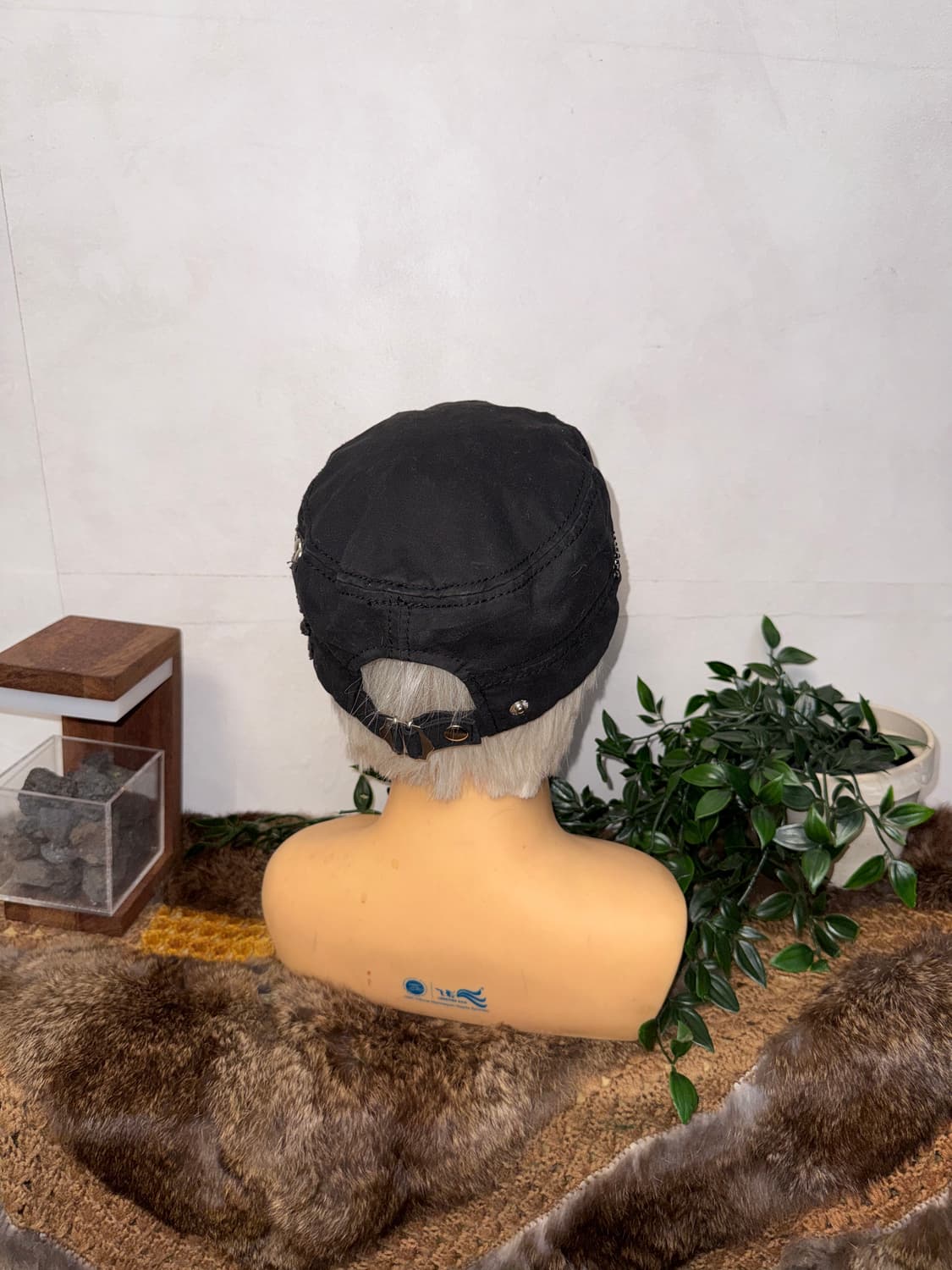 Black bold stud zipper military cap 상품이미지3