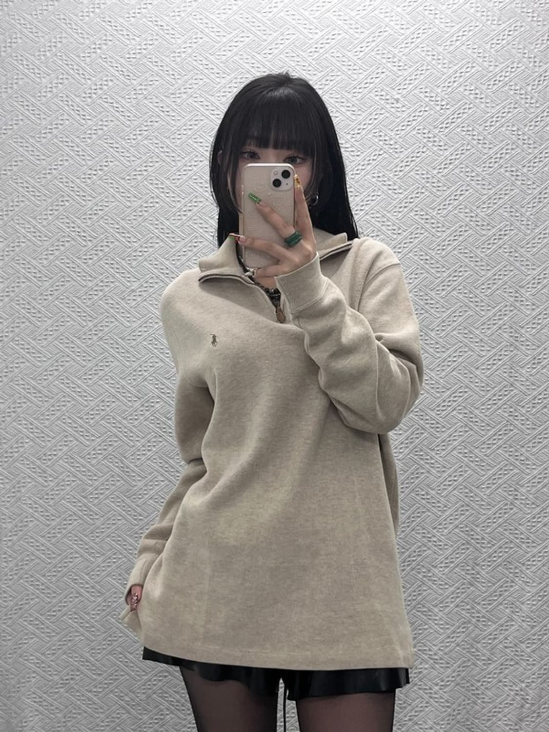 폴로 랄프로렌 빈티지 모던캐주얼 오트밀 반집업 니트 L C09553 상품이미지1