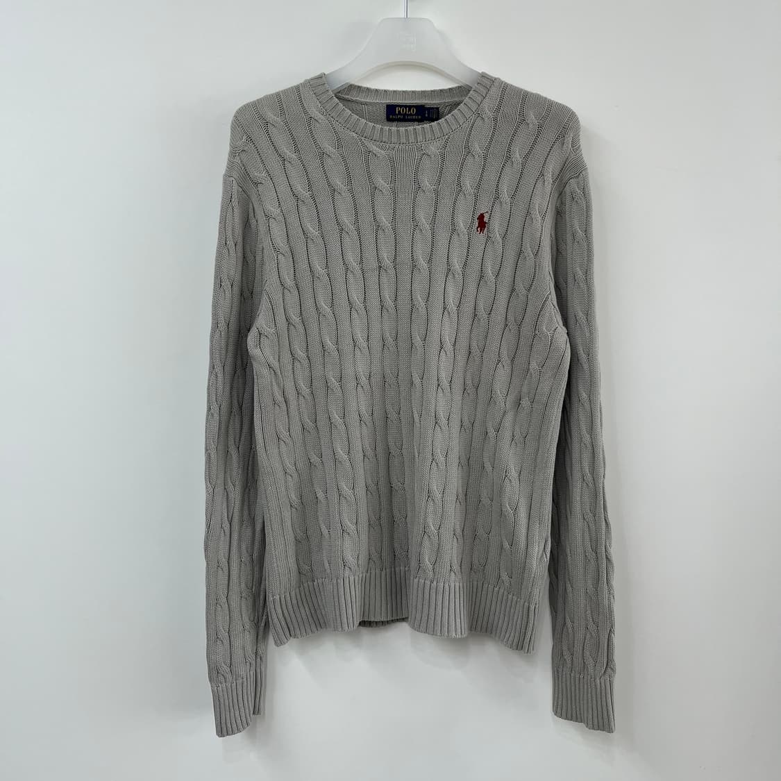 폴로 랄프로렌 버건디 포니 그레이 케이블 니트 스웨터 상품이미지2