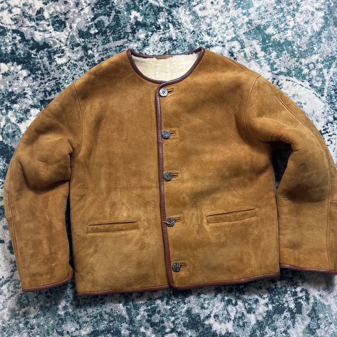 90s Turquie 스웨이드 무스탕 라인 시어링 자켓(M) 상품이미지2