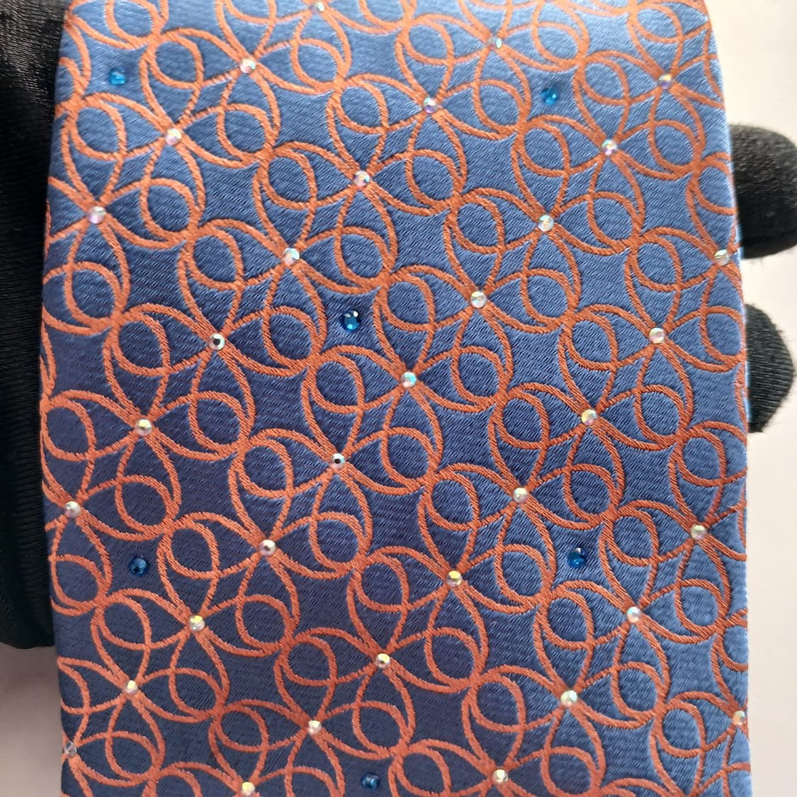 닥스 실크 블루&오렌지 체인 패턴 넥타이 8.3cm A+등급 A18700 상품이미지6