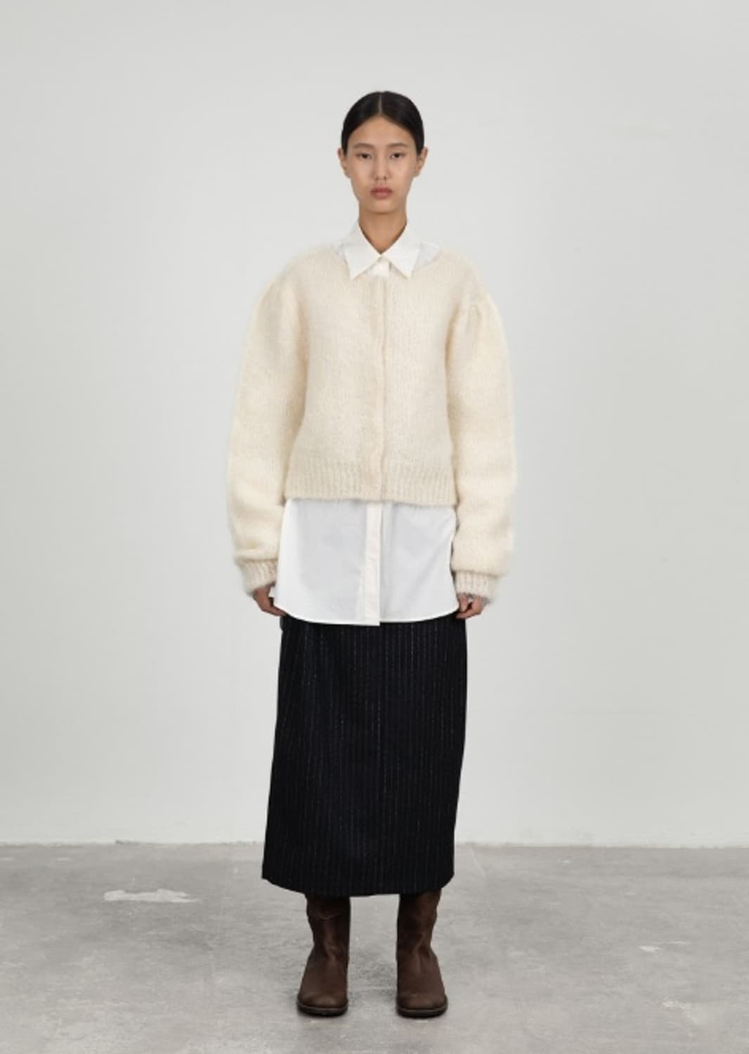 아모멘토 스트라이프 울 가르송 스커트  상품이미지1