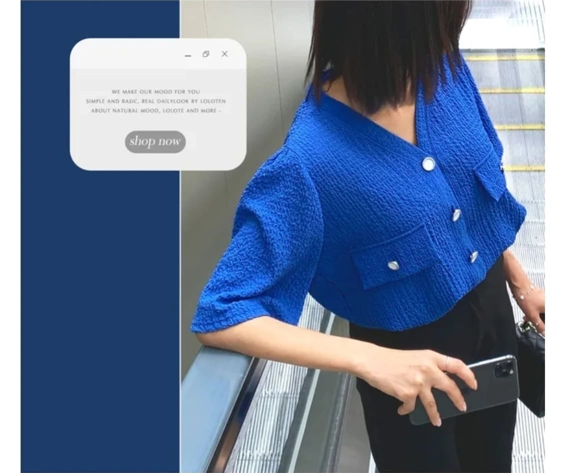 파란색 지지미 반팔블라우스 상품이미지5