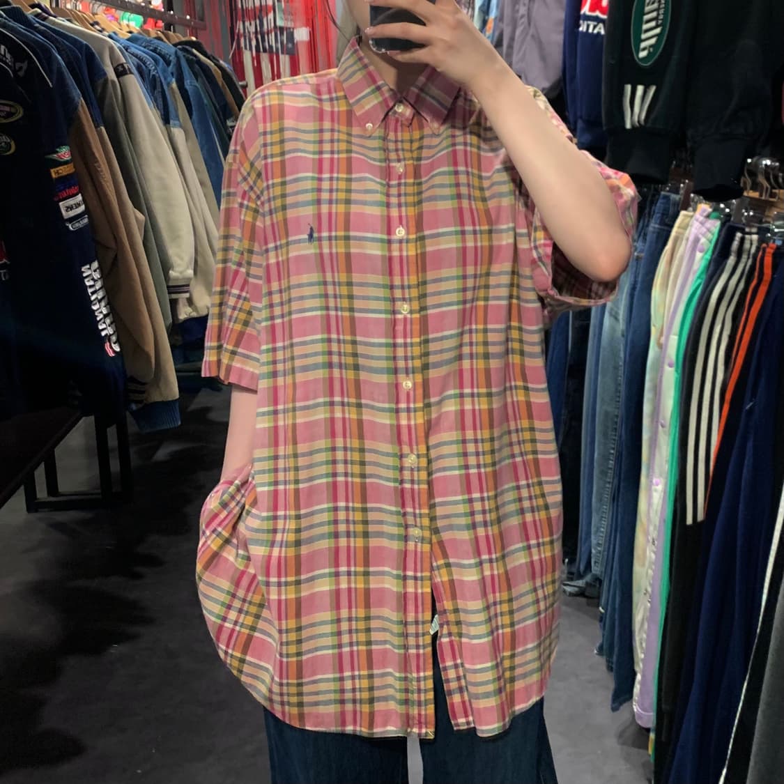 [IM] 폴로 랄프로렌 체크 반팔 셔츠 핑크 상품이미지3