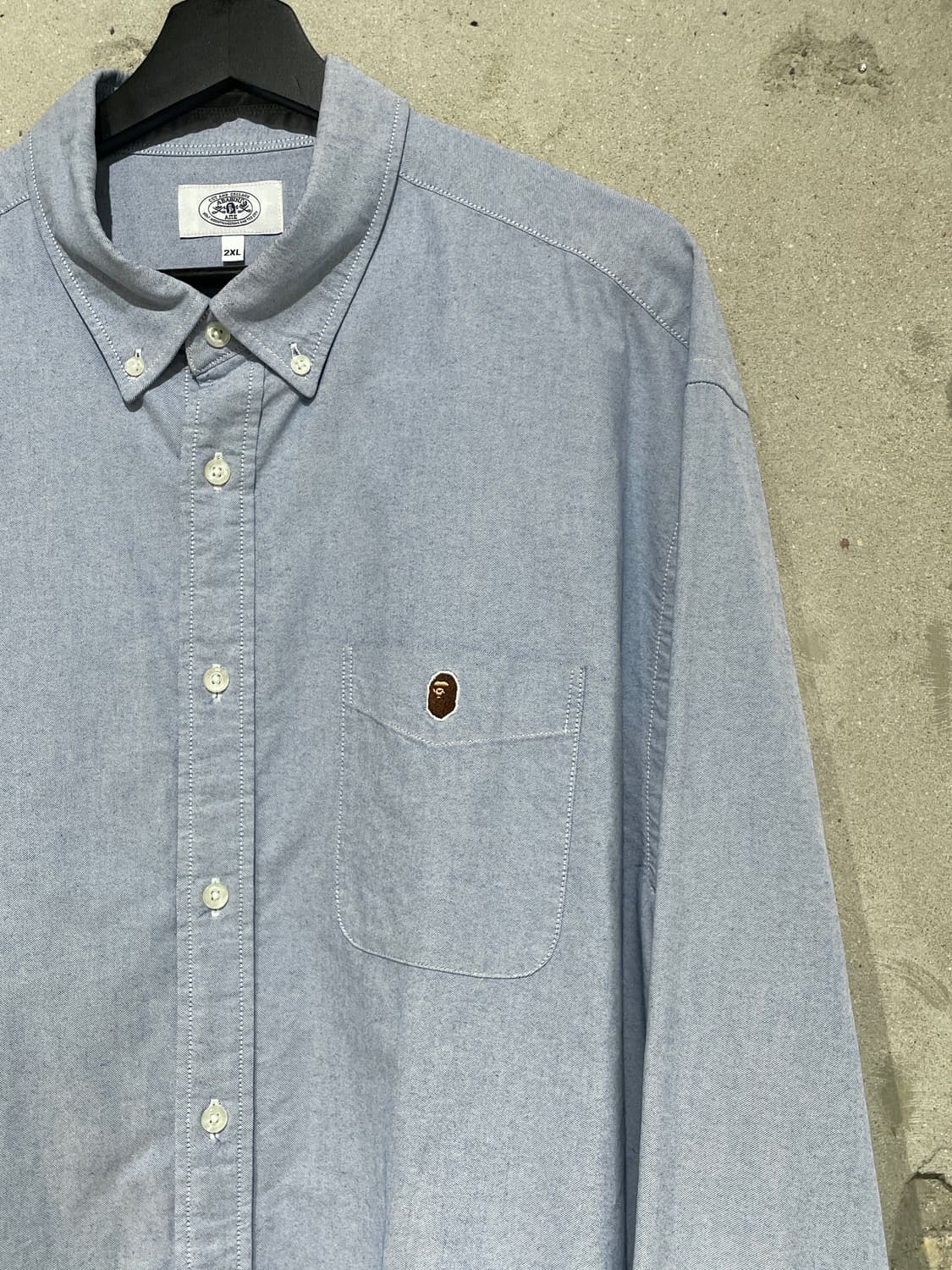 베이프 스카이 블루 원 포인트 싱글 포켓 옥스포드 셔츠 상품이미지3