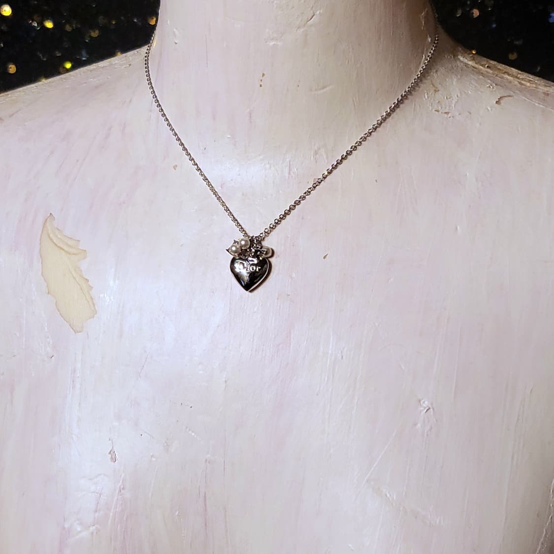 디올 로고하트 진주 참 목걸이 상품이미지3