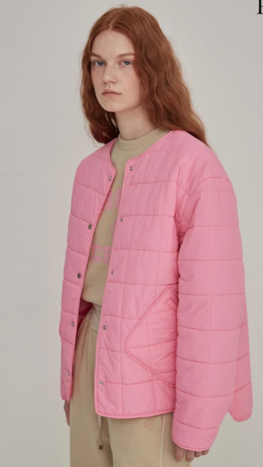 [비뮤즈맨션] Square quilted jumper - pink 상품이미지1