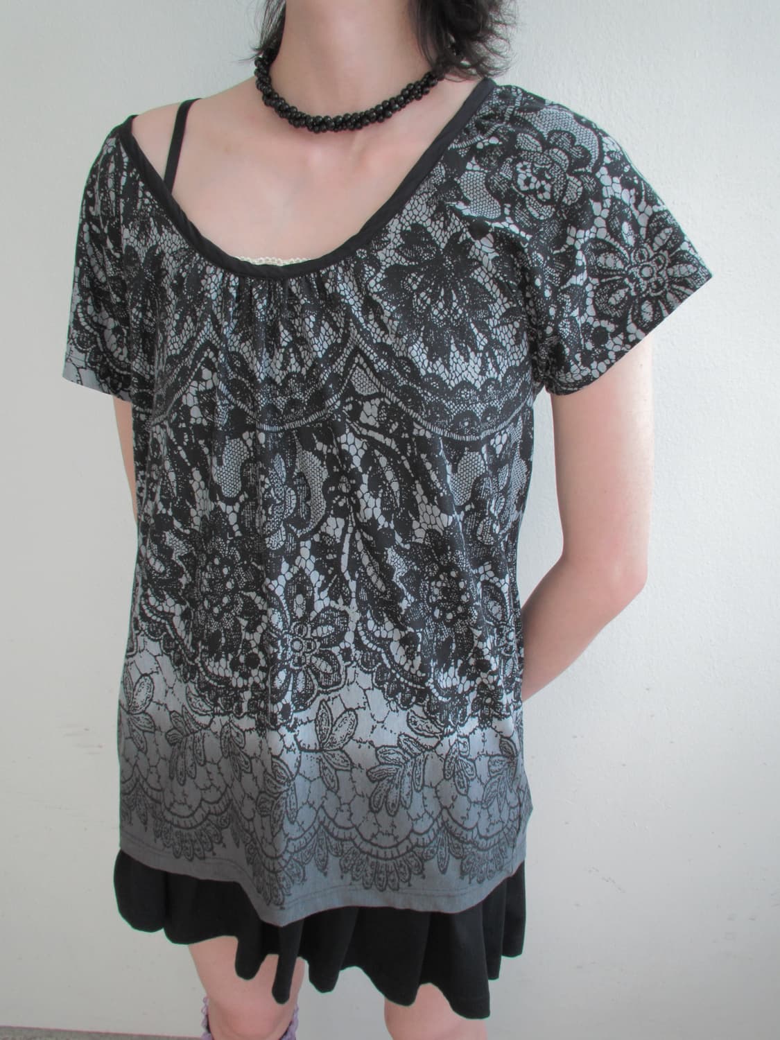 Anne mone lace printing top 상품이미지2