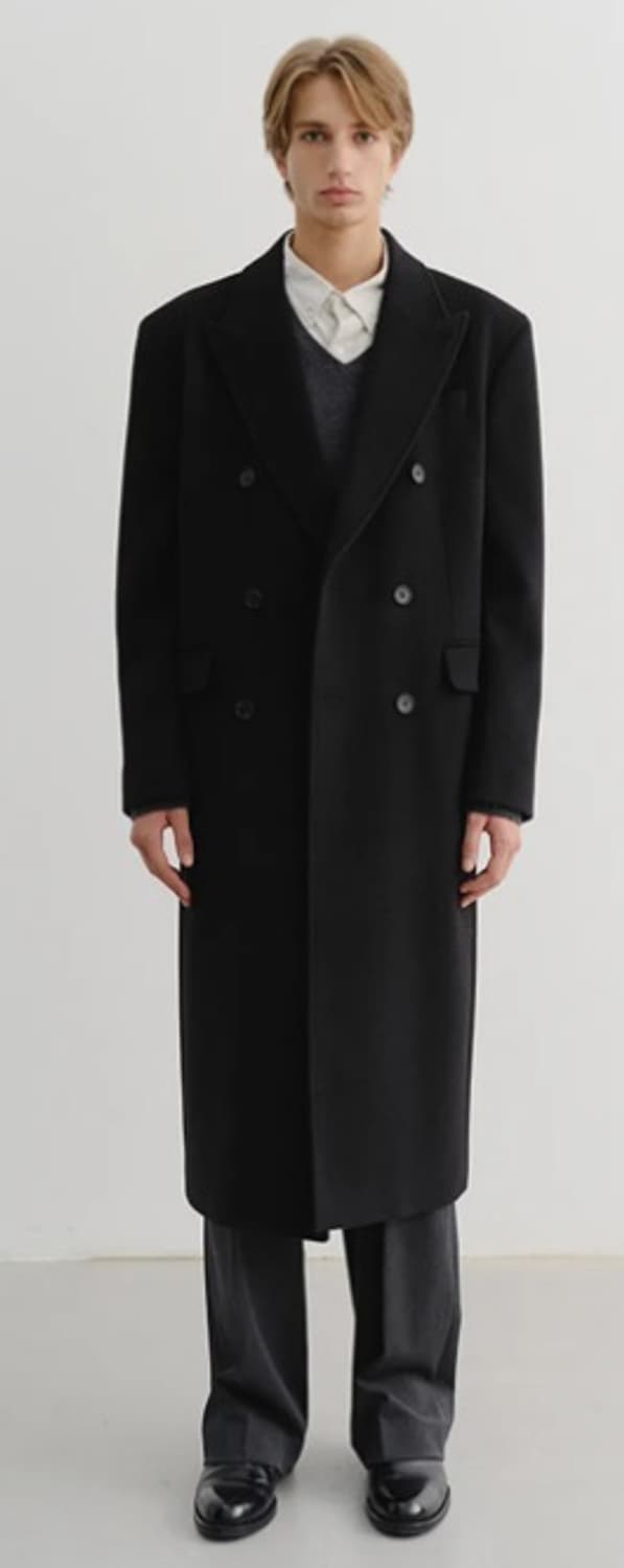 [L] 던스트 24fw 테일러드 더블 코트 블랙 상품이미지1