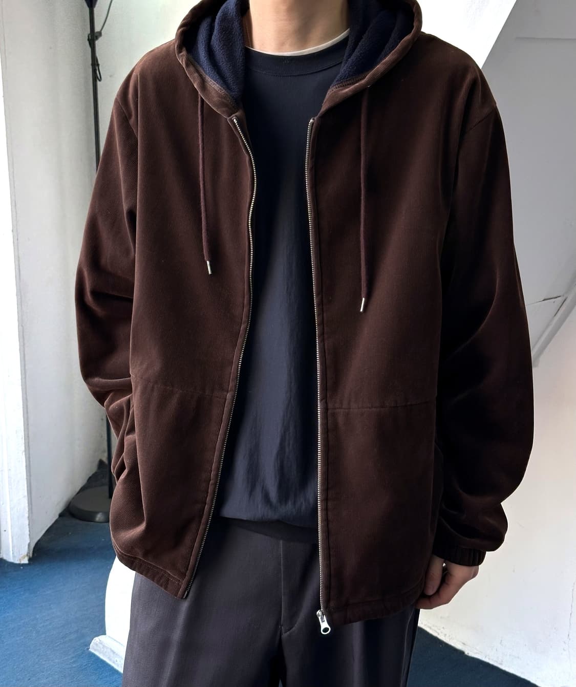 Velour fabric design zip parka 상품이미지6