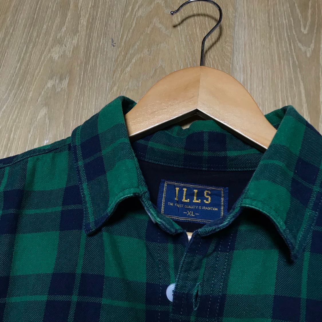 90s 재팬 그린네이비 체크셔츠 ills xl 상품이미지3