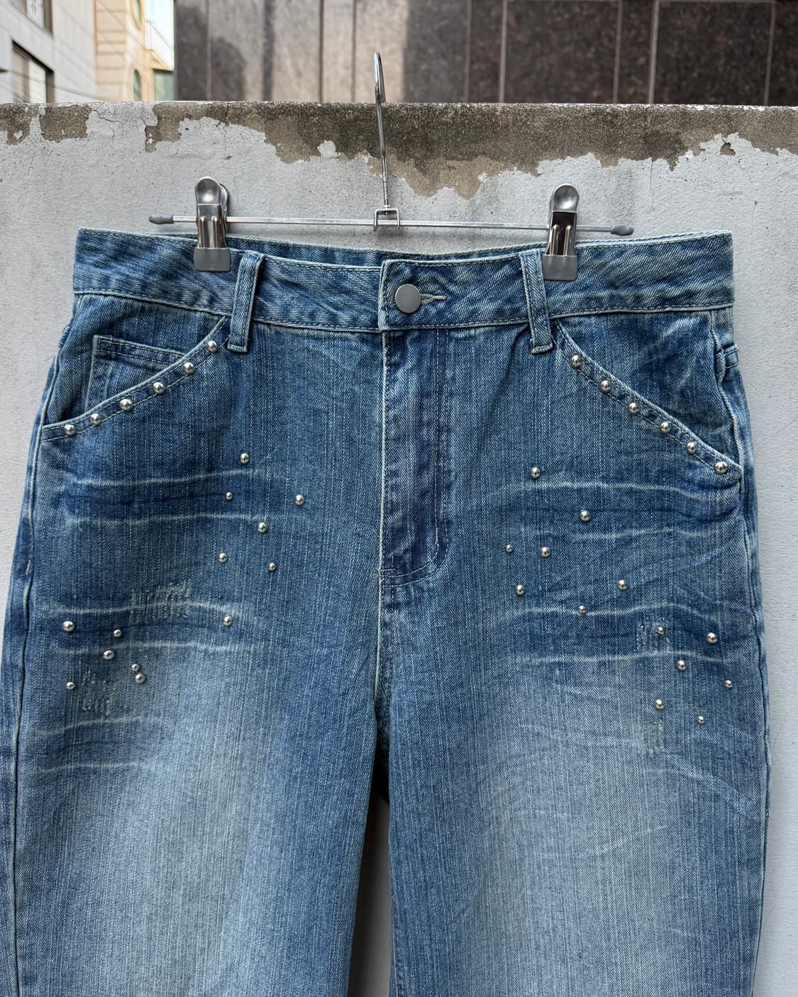 스터드 와이드 데님 팬츠 상품이미지2