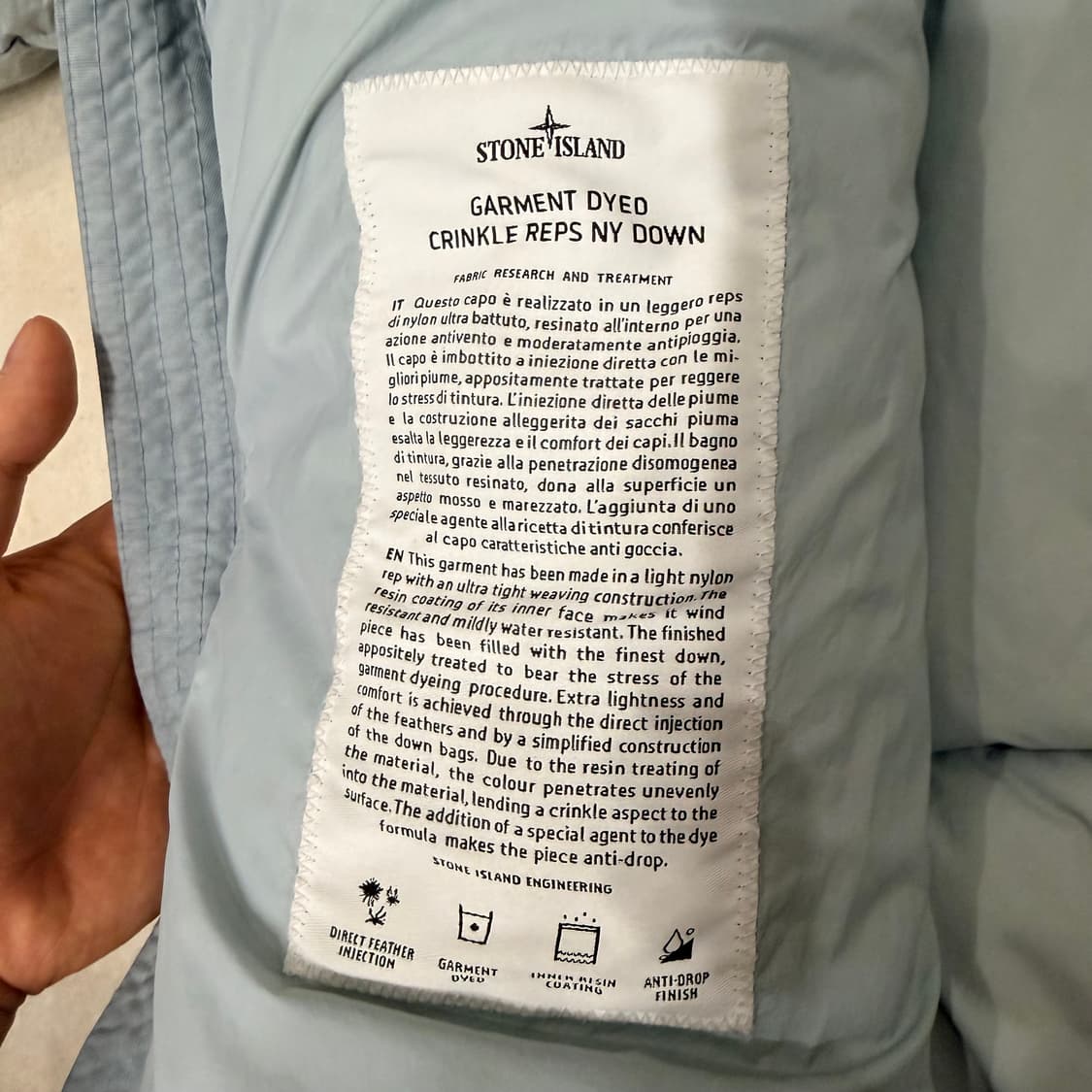 [XXL] 스톤아일랜드 가먼트다이드 크링클랩스 패딩 아이스 상품이미지4