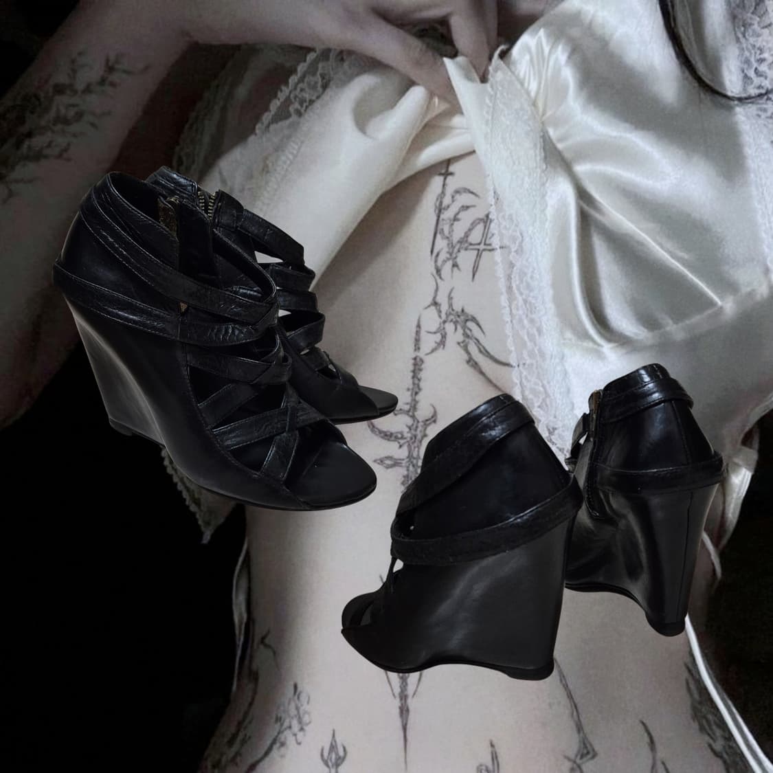 Vintage Black fallen wedge phyton 상품이미지2