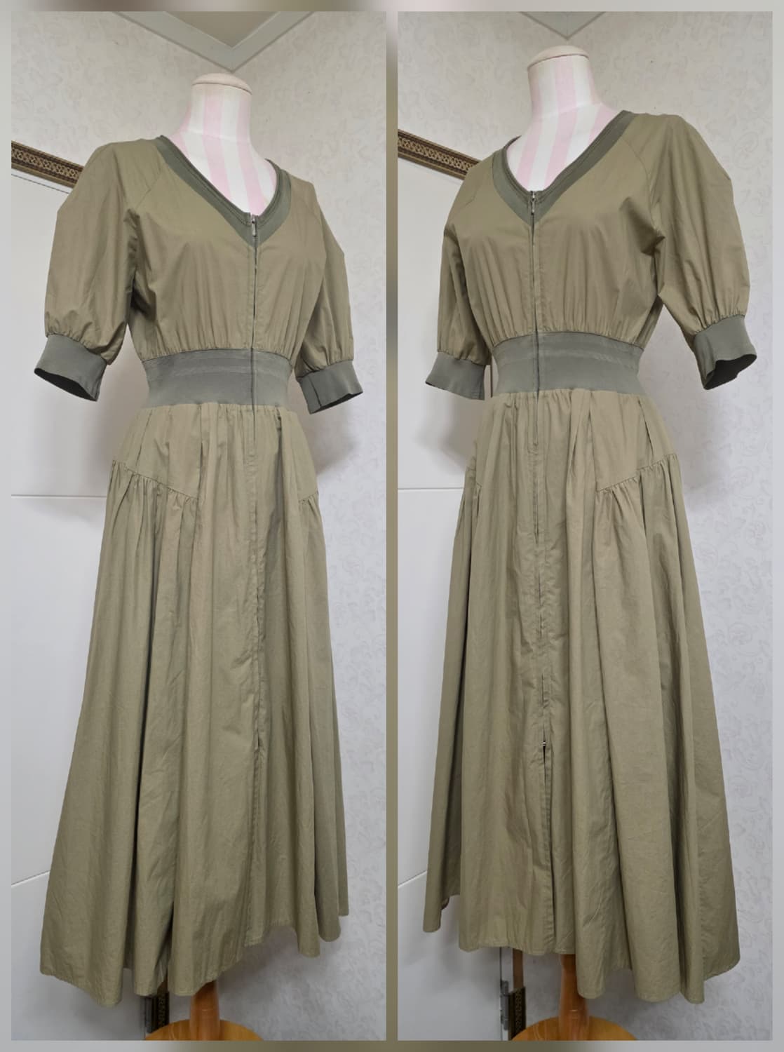 (55사이즈)한섬 타임 브이넥 밴딩 집업 롱원피스 상품이미지8