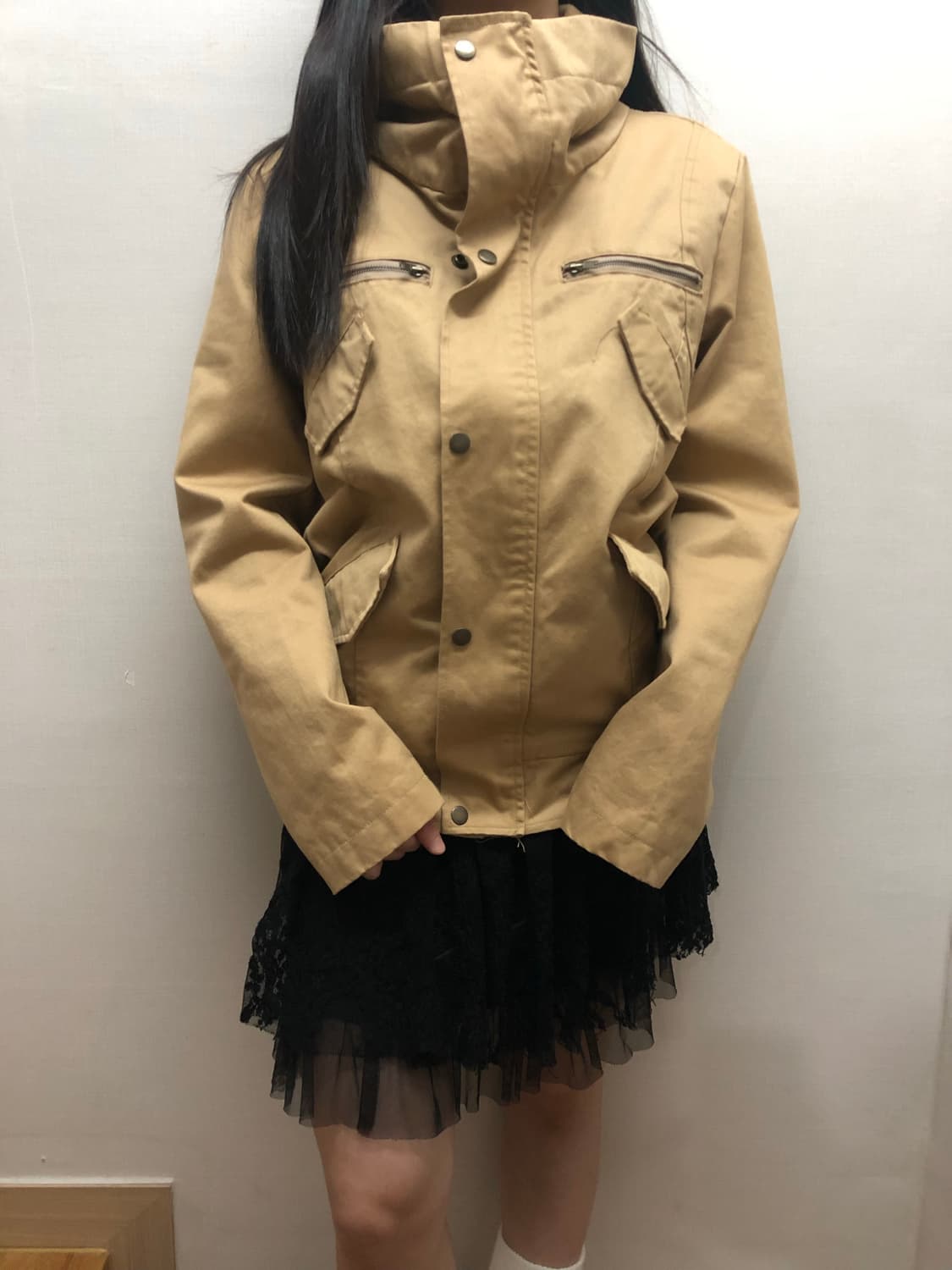 빈티지 베이지 코튼 펑크 자켓 상품이미지7