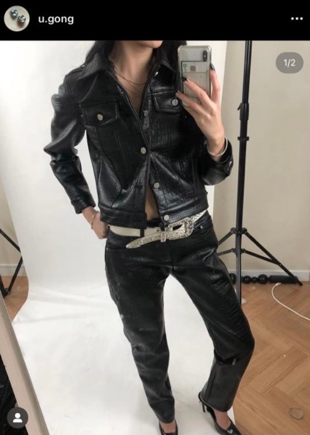 604서비스 파이톤 레더 팬츠 M 상품이미지1