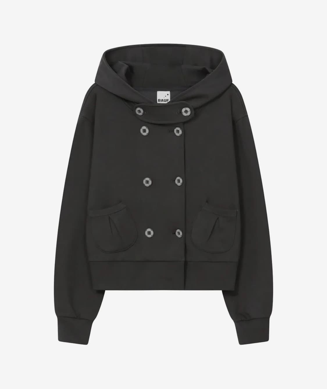 바우프 더블 버튼 후드 차콜 상품이미지1