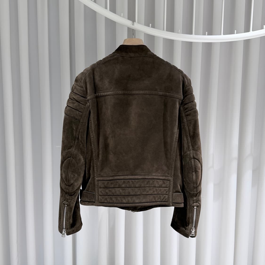 (A+/48) / 톰포드 아이콘 스웨이드 라이더 봄버 블루종 자켓 브라운 상품이미지5