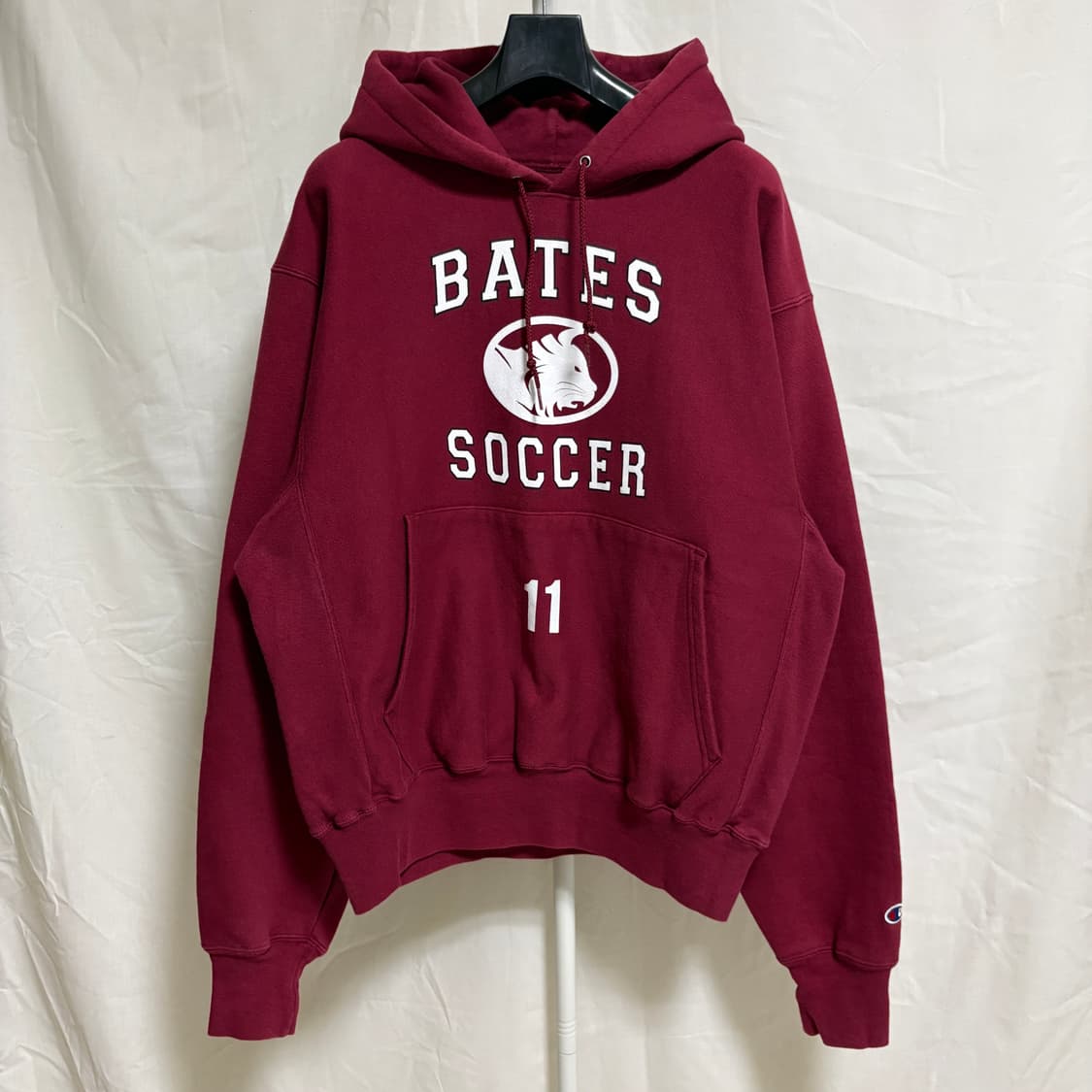 챔피온 프리미엄 리버스위브 빈티지 프린트 웜업 후드티 / 버건디, L 상품이미지1