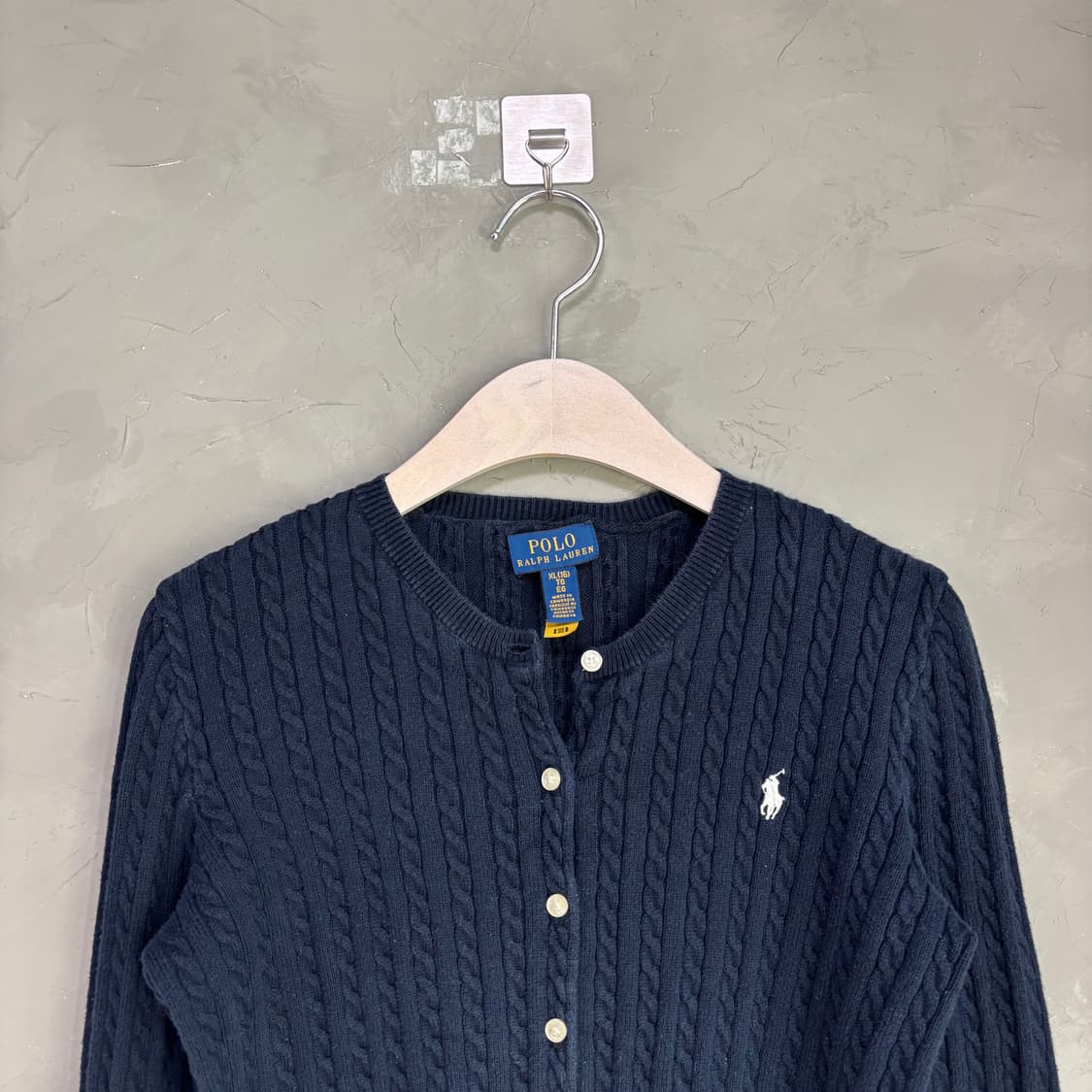 폴로 랄프로렌 꽈배기 니트 가디건 네이비 상품이미지2