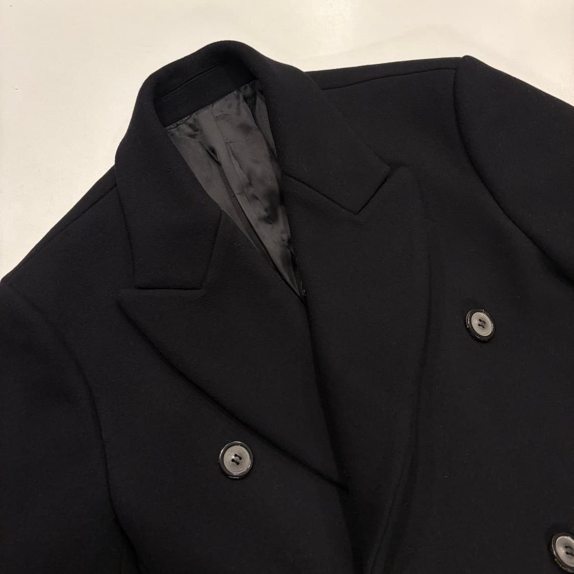 [46] 17s 솔리드옴므 울 블랙 더블 버튼 롱 코트 B985 상품이미지3