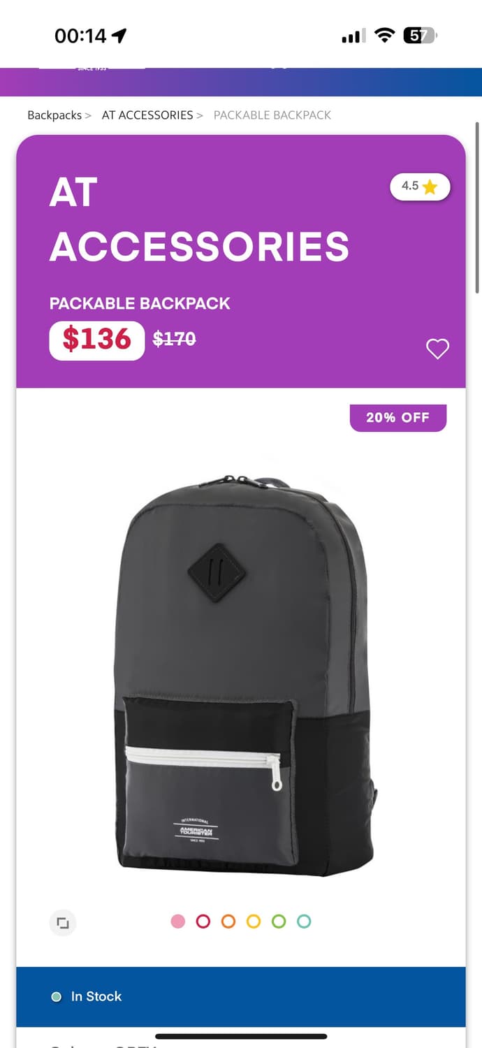 [새상품.정가22,000] 아메리칸투어리스터 폴더블 백팩 여행,등산 가방 상품이미지6