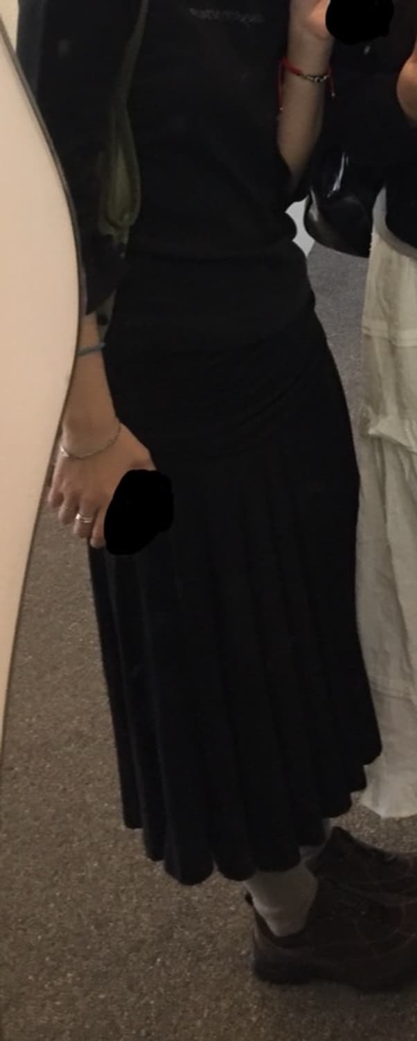 플리츠 미디 스커트-black 상품이미지3