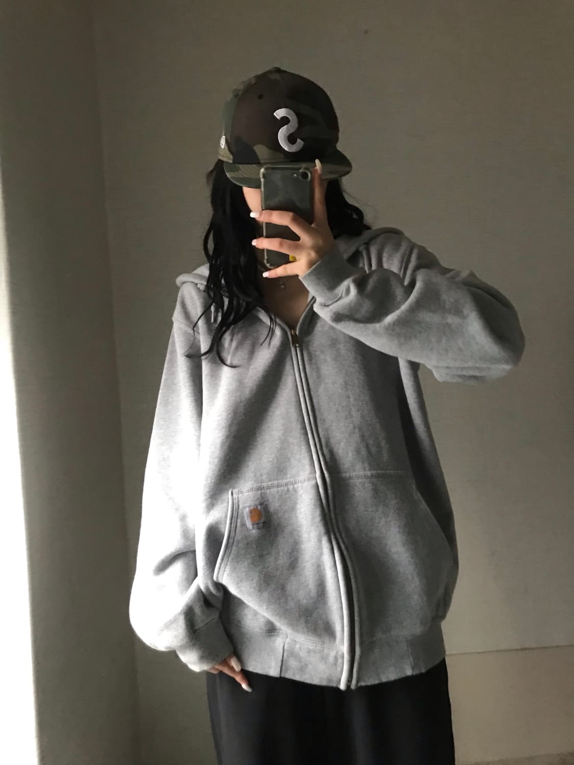 칼하트 그레이 오버핏 후드집업 상품이미지2