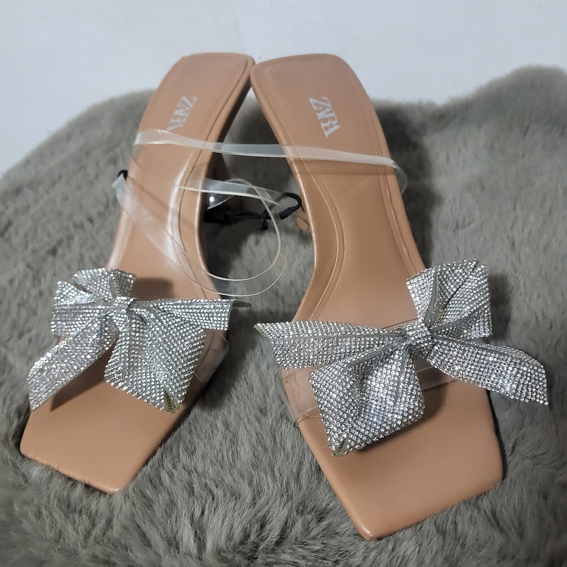 새상품 자라 리본 큐빅 샌들 슬리퍼 35 225 상품이미지1