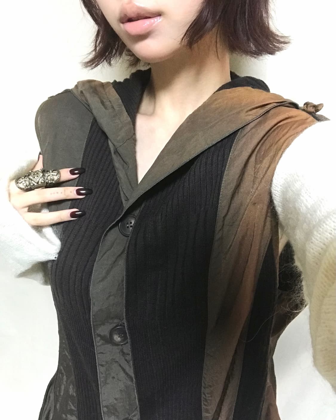 브릭 레이어드 셔링 베스트 자켓 상품이미지2