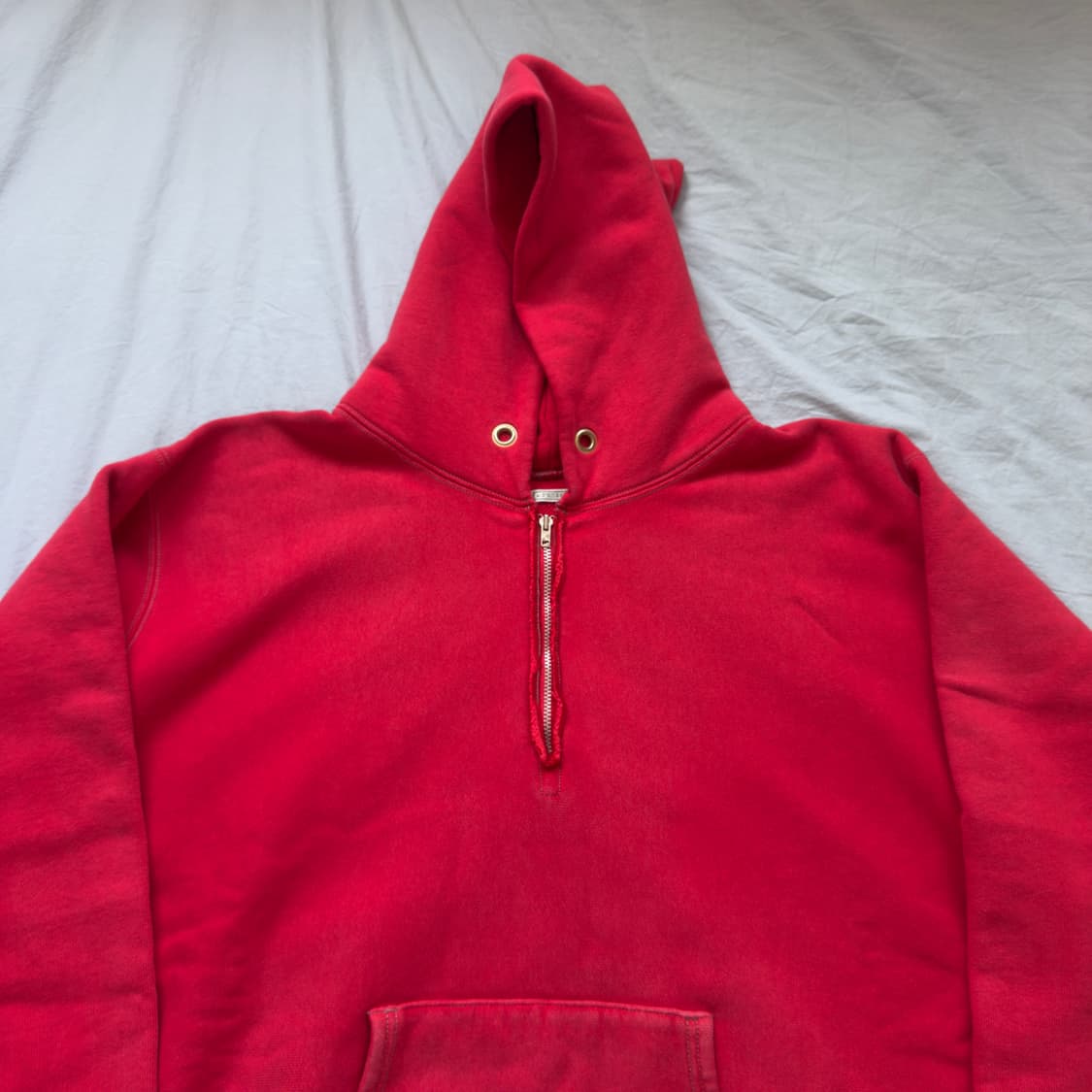 [4] 아프레쎄 24AW 빈티지 하프집업 스웨트 후드 레드 상품이미지2