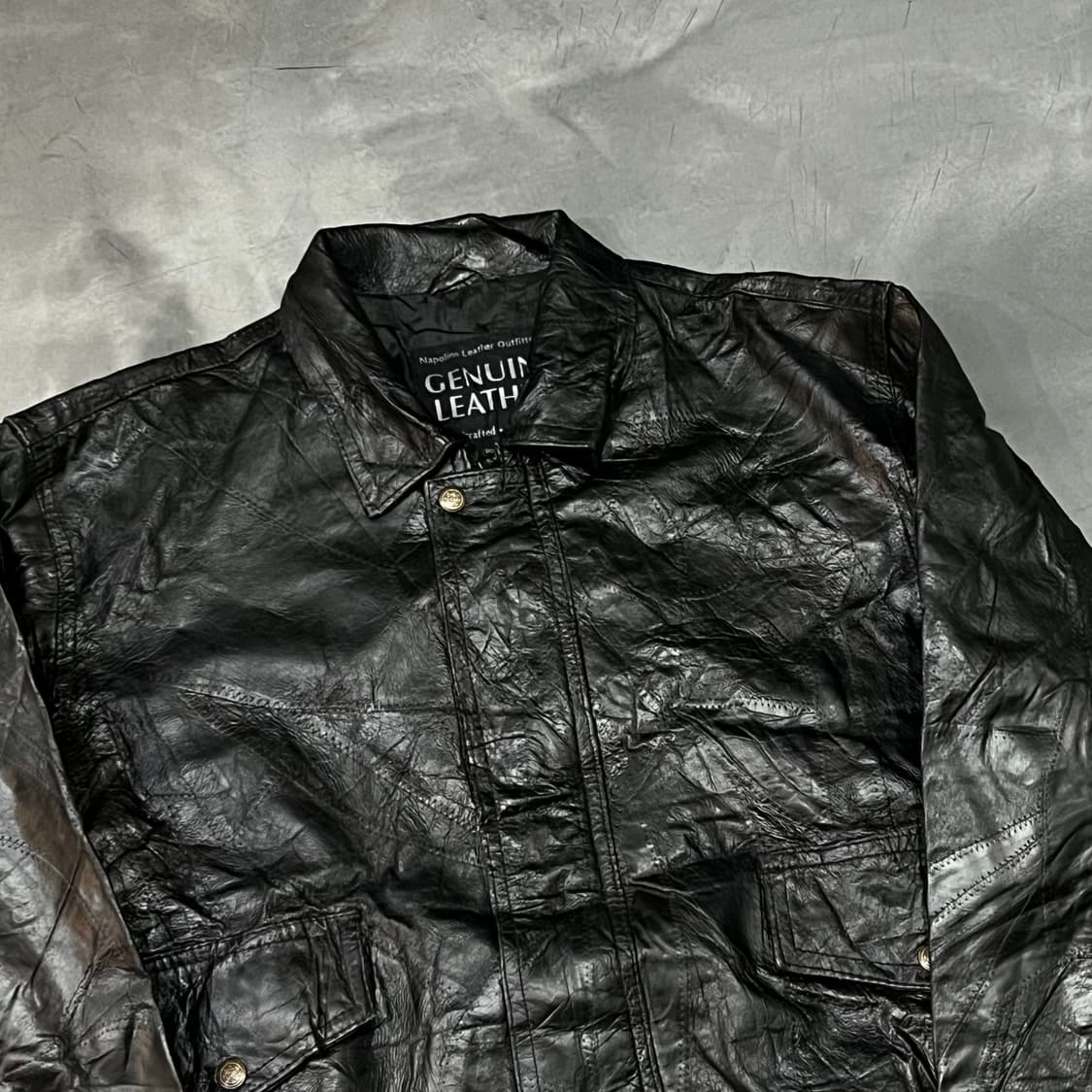  빈티지 스티치 리얼레더 카라 자켓 y15043 상품이미지3