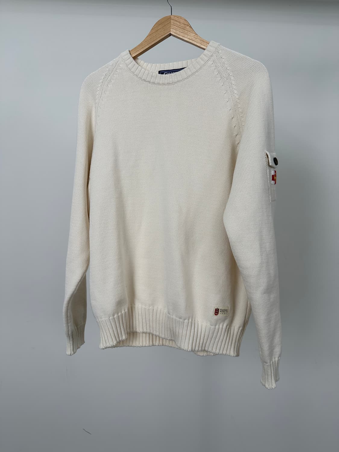 건지울른스 코튼 나그랑 포켓 스웨터 - 바닐라 크림  XL사이즈 상품이미지1