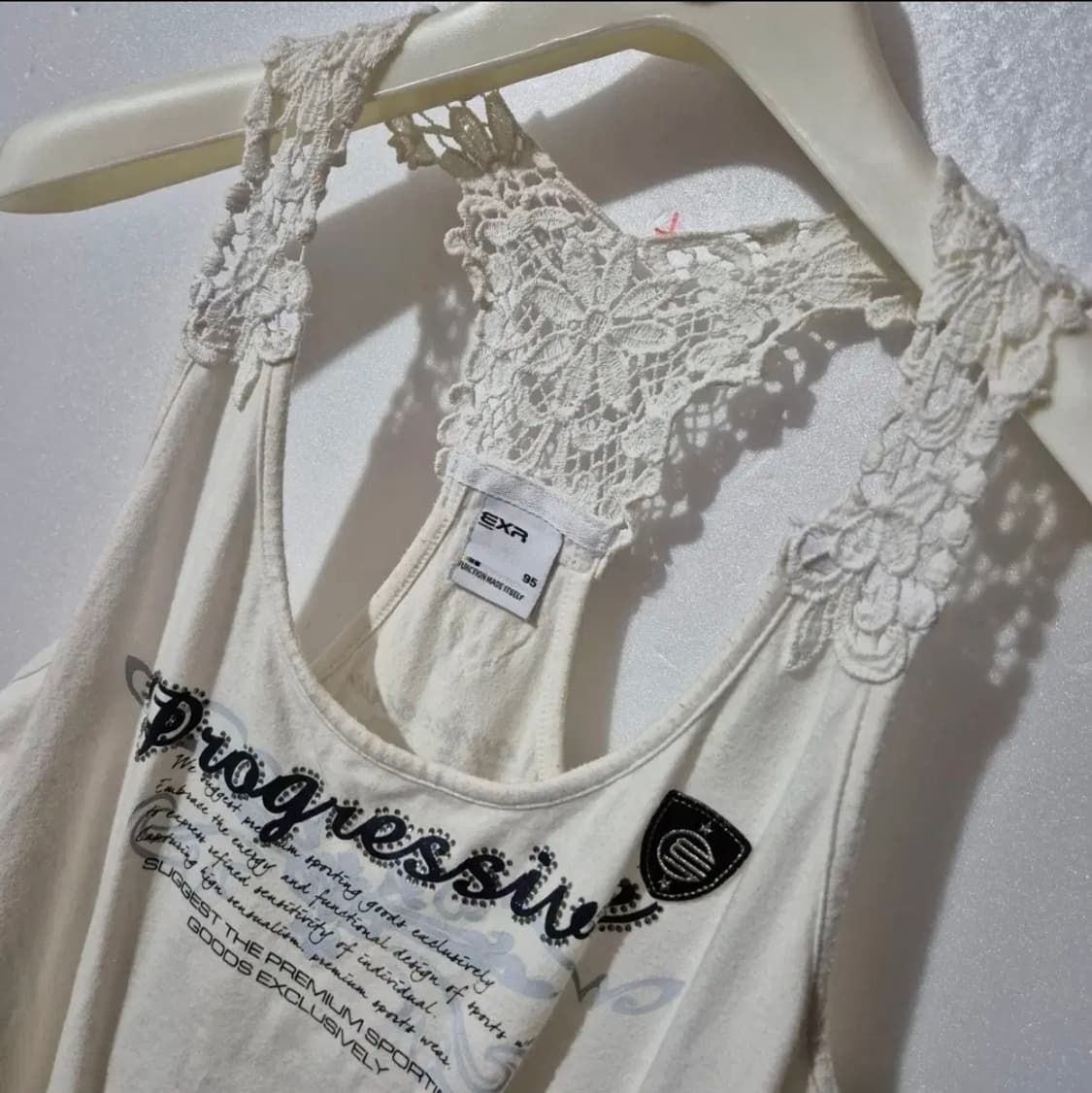 575 ) EXR 면+폴리 자수 레이스 나시 상품이미지1