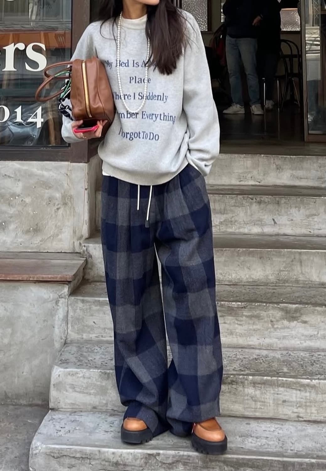 넘버프로젝트 체크 패턴 와이드 팬츠 (55) 상품이미지2