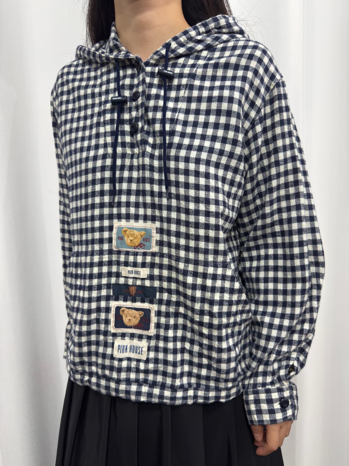 pink house check hood shirt 상품이미지2