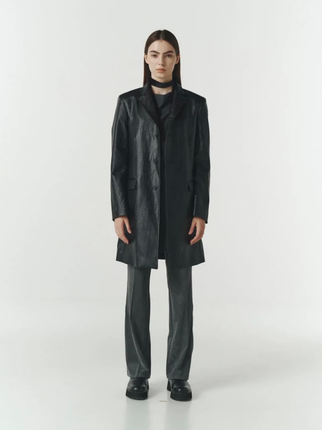 [REPOS] OVER LETHER LONG JACKET 상품이미지1