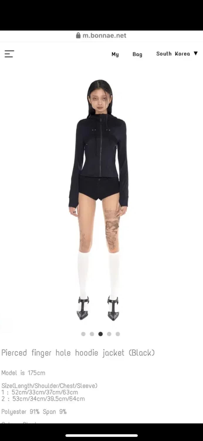 본네 bonnae 피어스드 홀 집업 블랙  상품이미지4