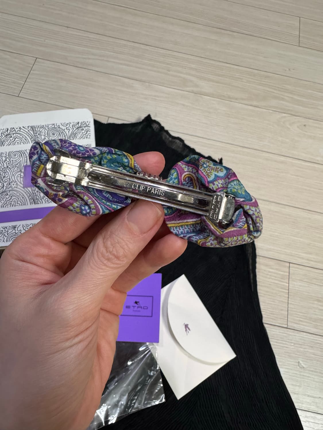 1회착 정품 에트로 고가라인 크리스탈 실크 헤어핀 머리핀 집게핀 상품이미지6