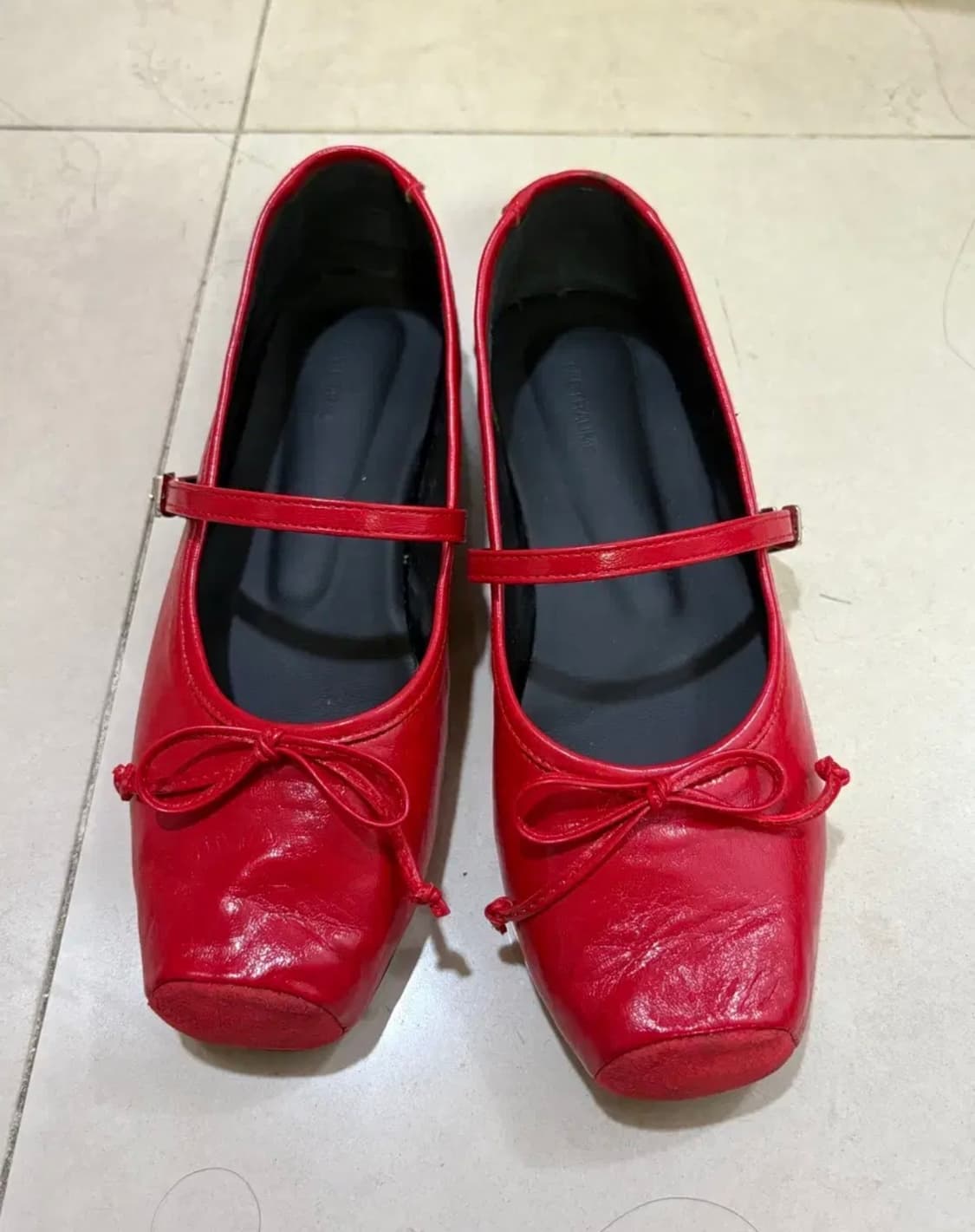 (수수료X)타크트로이메 줄리엣 스웨이드 스퀘어토 리본 플랫슈즈 발레코어 상품이미지1