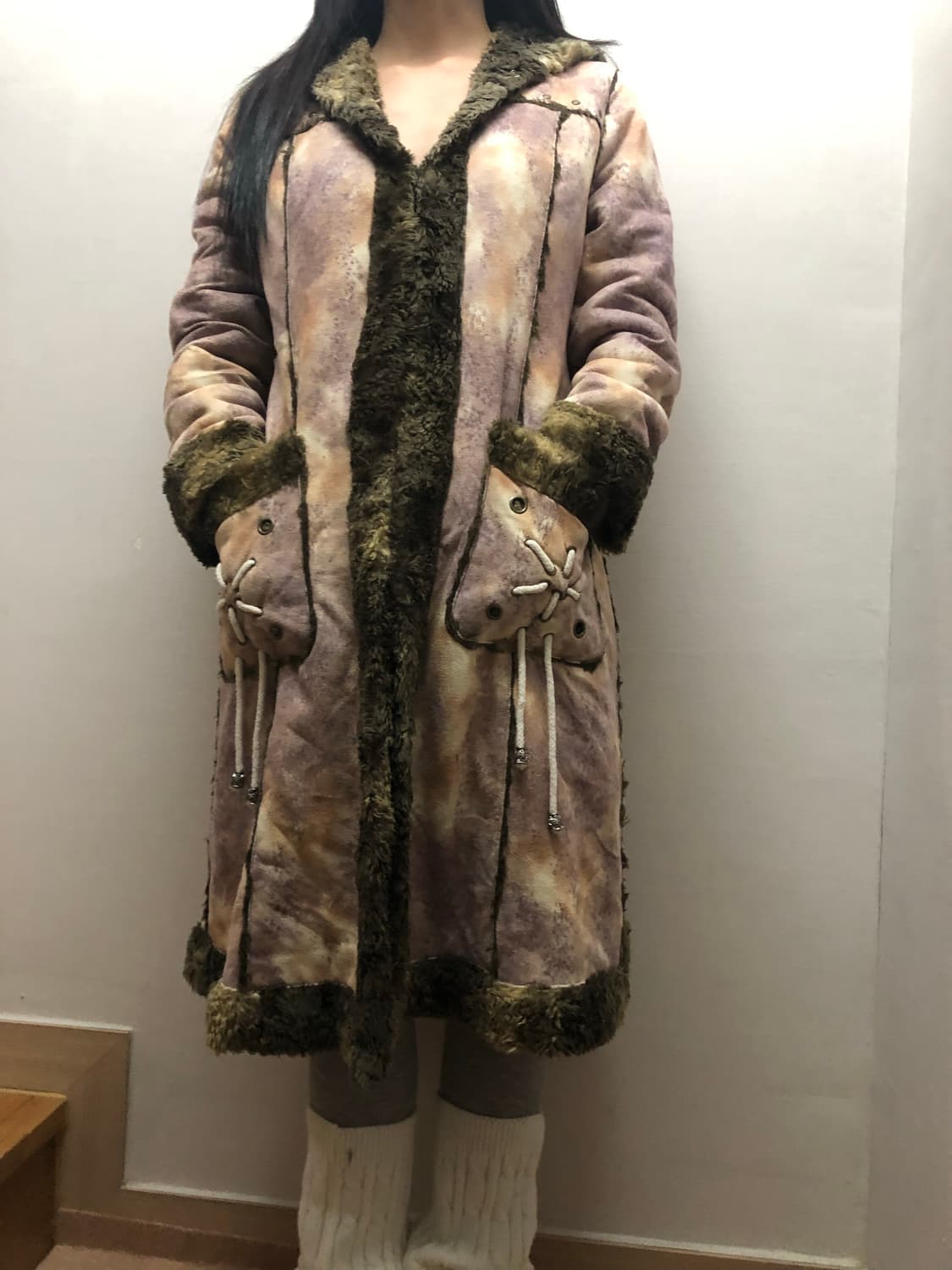 빈티지 핑크 마블 퍼 코트 상품이미지7