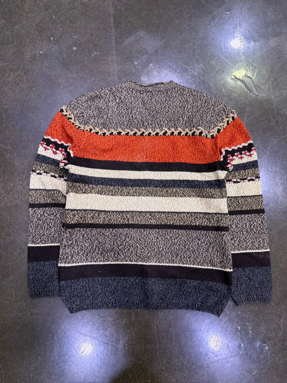 인터메조 스트라이프 배색 로프 울 니트 V넥 스웨터 105 상품이미지2